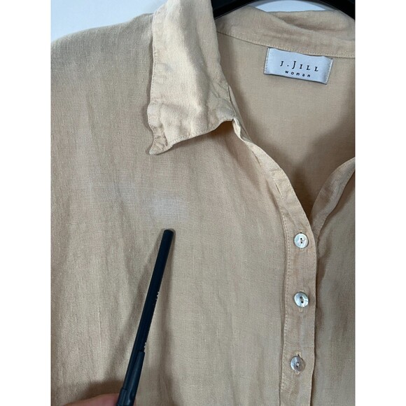 Vintage J Jill Blouse Shirt Top Tunic Women 2X 100% Linen Button Up Hand Dye USA - Picture 8 of 9